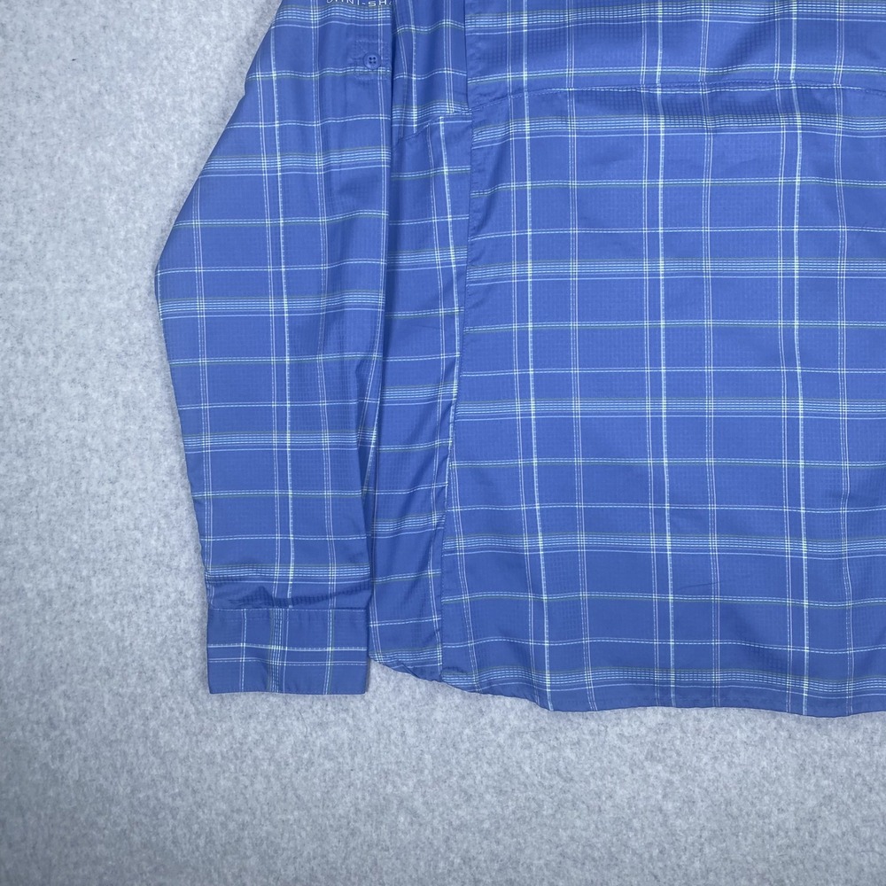 Columbia Button Down Shirt Womens Large Blue Plaid Omni-Shade Long Sleeve Hiking - Picture 9 of 15